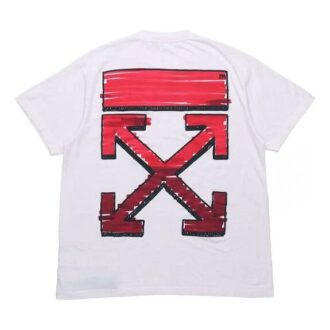 SS21 Back Red Arrow Cotton Short Sleeve Loose Fit White