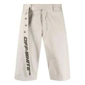 SS21 Belt Logo Knee-Length Shorts Loose Fit Beige