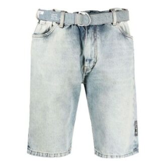SS21 Belt Logo Printing Denim Shorts Version Blue