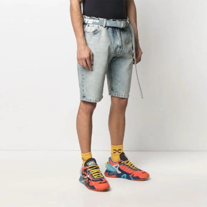 SS21 Belt Logo Printing Denim Shorts Version Blue