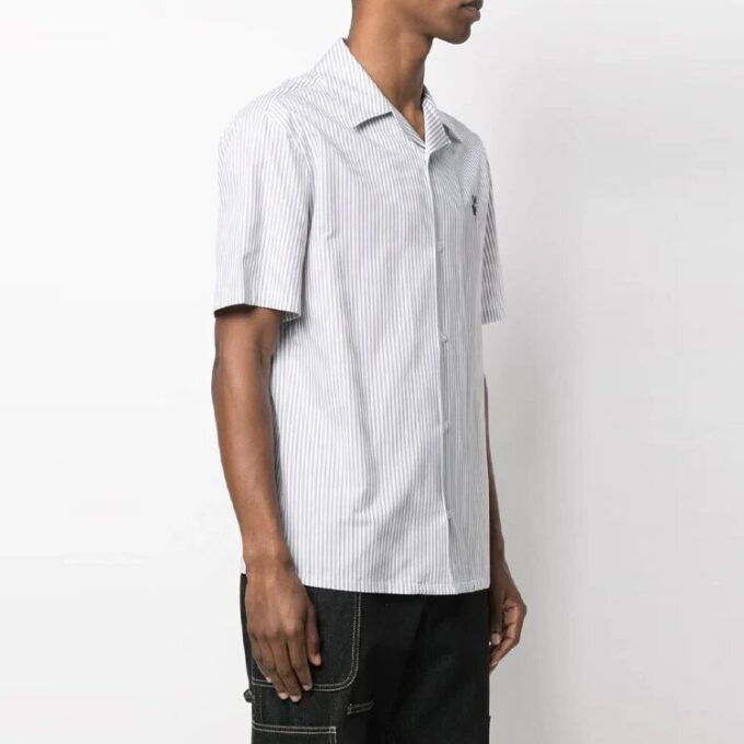 SS21 Casual Stripe Short Sleeve Shirt Version White