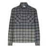 SS21 Chest Pocket Plaid Long Sleeves Shirt Loose Fit Black Gray