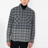 SS21 Chest Pocket Plaid Long Sleeves Shirt Loose Fit Black Gray