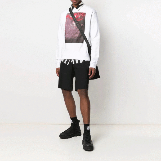 SS21 Classic Pattern Printing Round Neck Long Sleeves Ordinary Version White