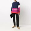 SS21 Colorblock Logo Round Neck Long Sleeves Blue