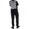 SS21 Cotton Stripe Printing Pattern Round Neck Short Sleeve Black