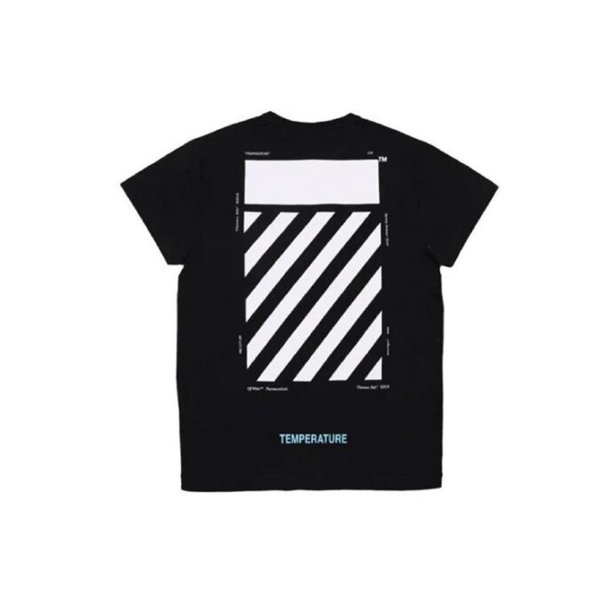 SS21 Cotton Stripe Printing Round Neck Short Sleeve Version Black