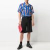 SS21 Flowers Printing Stripe Short Sleeve Shirt Version Blue