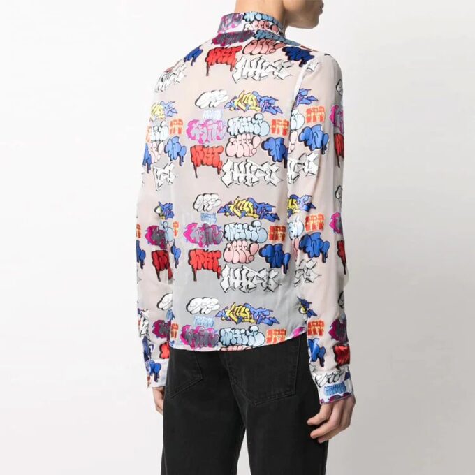 SS21 Graffiti Logo Printing Long Sleeves Shirt