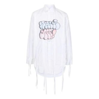 SS21 Graffiti Logo Printing Long Sleeves Shirt White