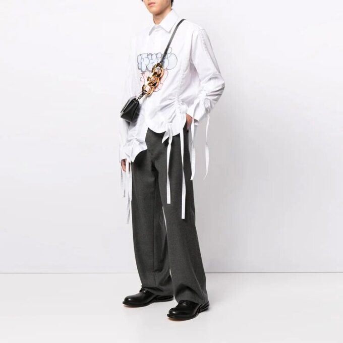 SS21 Graffiti Logo Printing Long Sleeves Shirt White