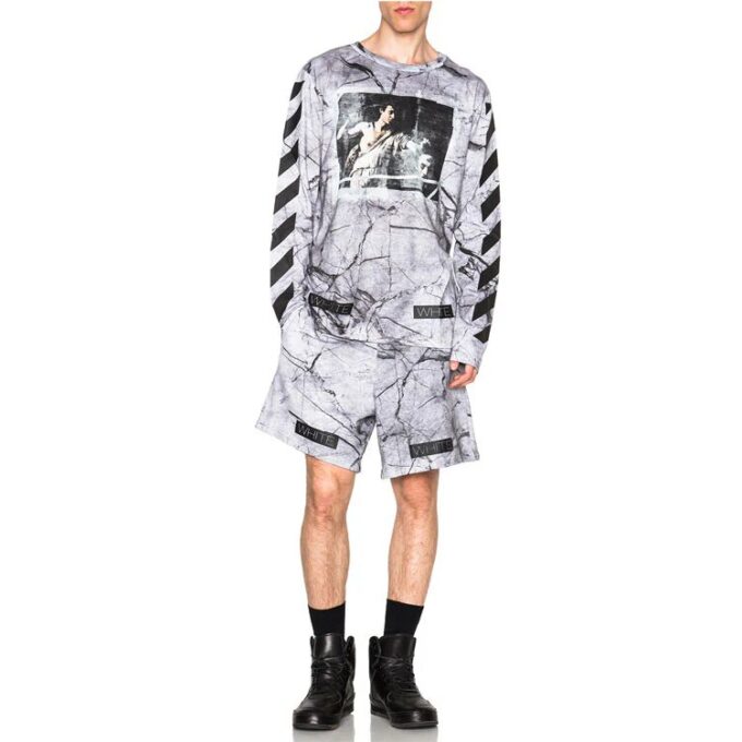SS21 Large Printing Pullover Gray White
