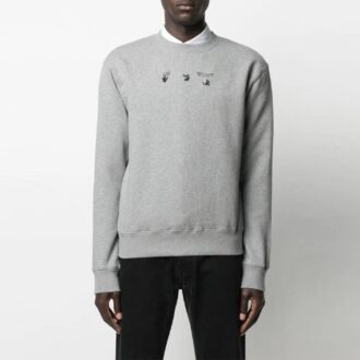 SS21 Logo Alphabet Printing Round Neck Loose Long Sleeves Version Gray