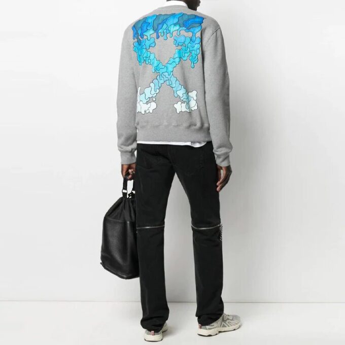 SS21 Logo Alphabet Printing Round Neck Loose Long Sleeves Version Gray