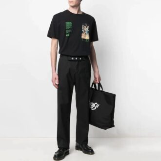 SS21 Logo Pattern Belt Casual Long Pants Version Black