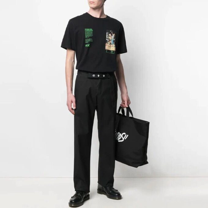 SS21 Logo Pattern Belt Casual Long Pants Version Black