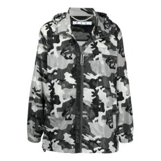 SS21 Logo Pattern hooded Zipper Jacket Ordinary Version White Camouflage