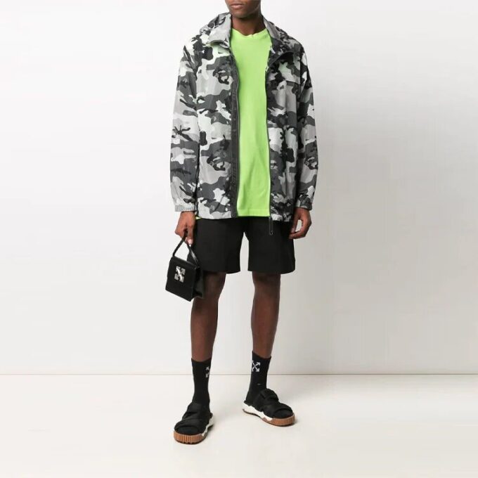 SS21 Logo Pattern hooded Zipper Jacket Ordinary Version White Camouflage