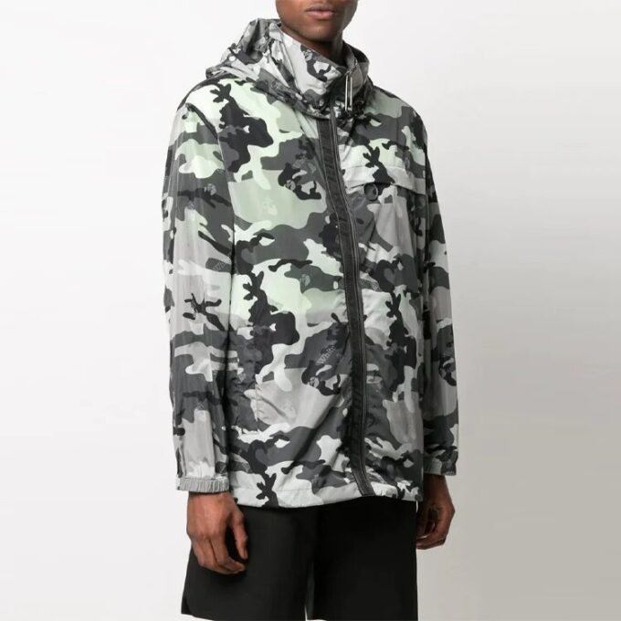 SS21 Logo Pattern hooded Zipper Jacket Ordinary Version White Camouflage