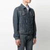SS21 Logo Pattern Printing Denim Jacket Loose Fit Denim Blue