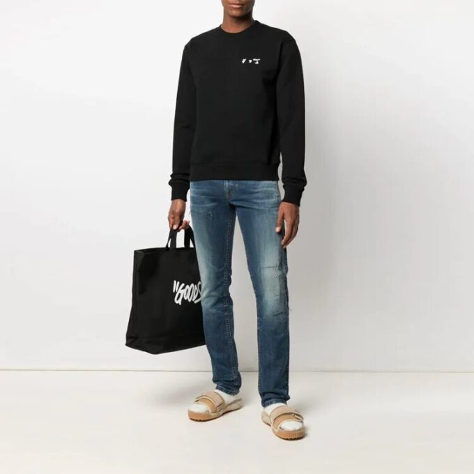 SS21 Logo Pattern Printing Round Neck Pullover Version Black