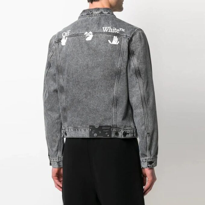 SS21 Logo Printing Denim Jacket Loose Fit Gray