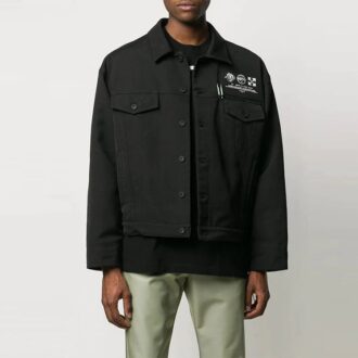 SS21 Logo Printing Pattern Long Sleeves Jacket Loose Fit Black