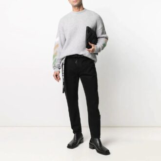 SS21 Logo Printing Stripe Knit Gray