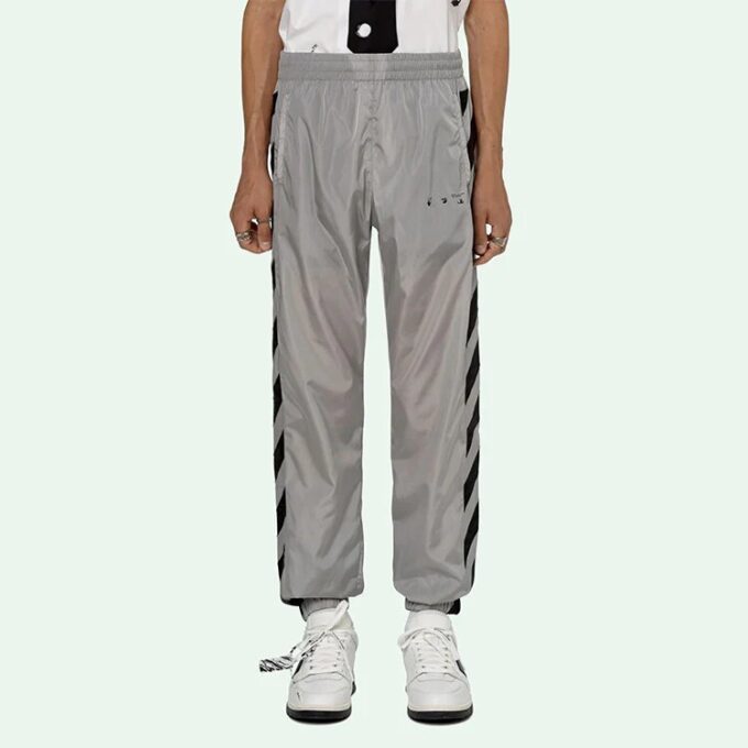SS21 Logo Printing Stripe Sports Long Pants light grey