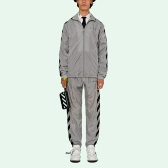 SS21 Logo Printing Zipper Stripe Sports Jacket Gray