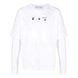 SS21 Logo Rear Pattern Printing Round Neck Long Sleeves Ordinary Version White