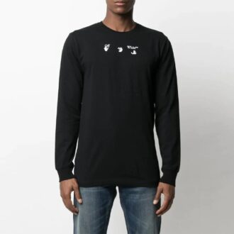 SS21 Marker Arrows Printing Micro Mark Round Neck Slim Fit Version Black