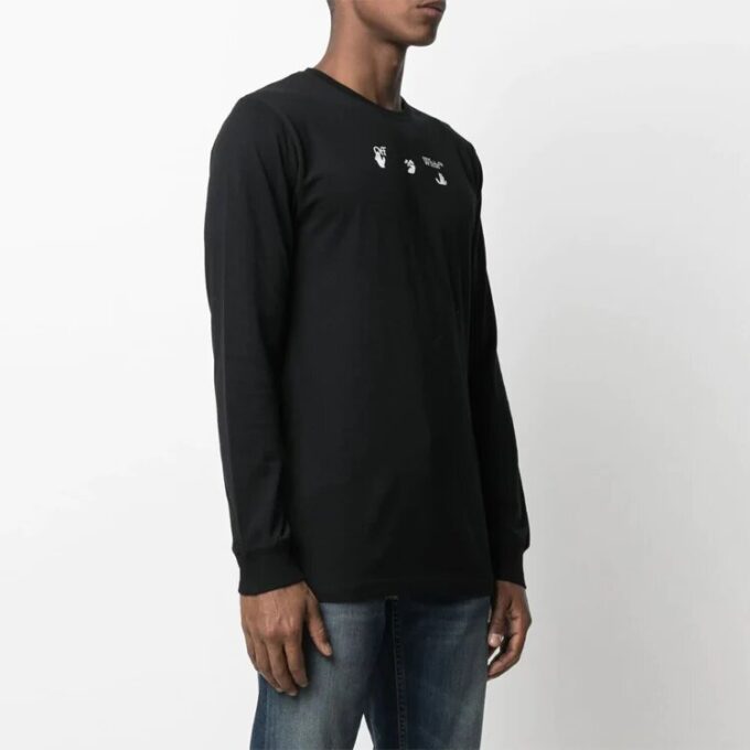 SS21 Marker Arrows Printing Micro Mark Round Neck Slim Fit Version Black