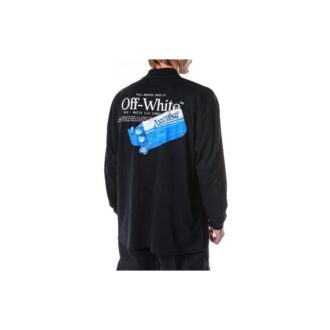SS21 Pattern Half Zipper Long Sleeves Black