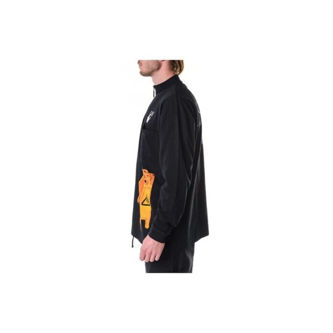 SS21 Pattern Half Zipper Long Sleeves Black
