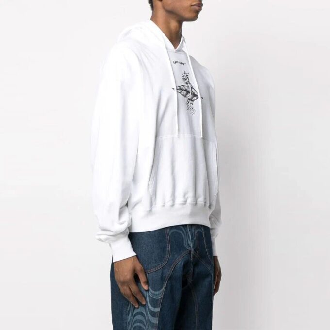 SS21 Pattern Printing hooded Long Sleeves White