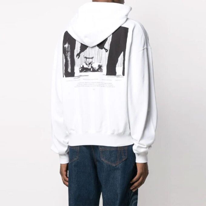 SS21 Pattern Printing hooded Long Sleeves White