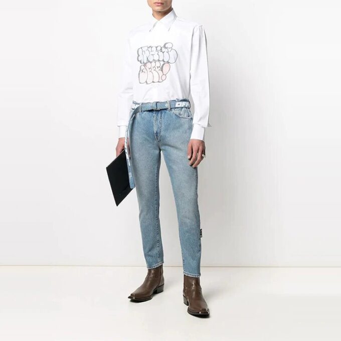 SS21 Pattern Printing Long Sleeves Shirt White