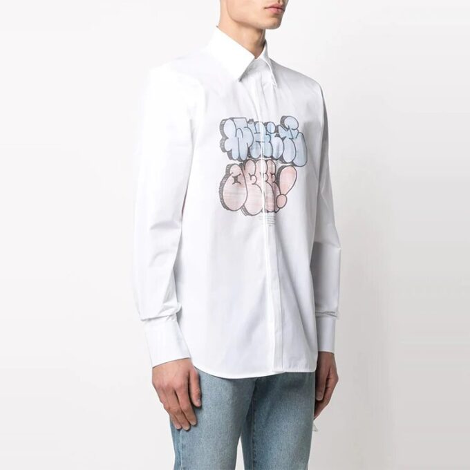 SS21 Pattern Printing Long Sleeves Shirt White
