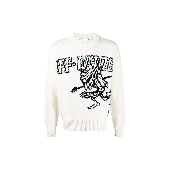 SS21 Pattern Round Neck Knit White
