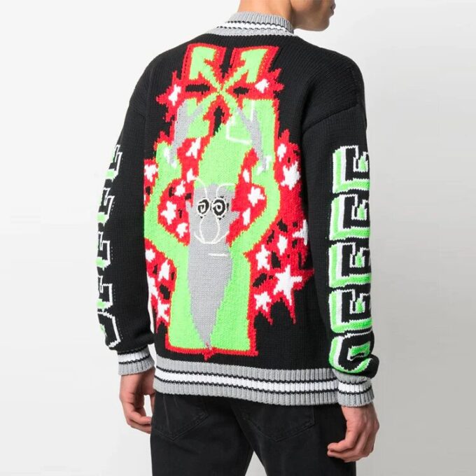 SS21 Pattern Zipper Cardigan Jacket Black