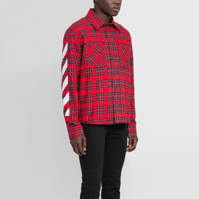 SS21 Plaid flannel Long Sleeves Shirt Loose Fit Red