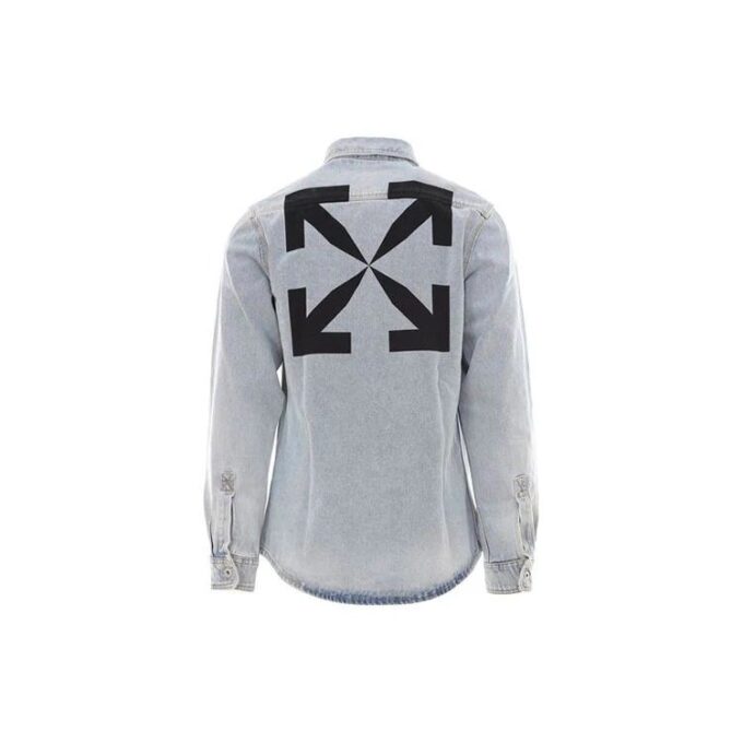 SS21 Printing Pattern lapel Long Sleeves Denim Shirt Blue
