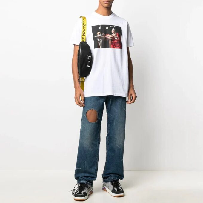 SS21 Printing Pattern Round Neck Short Sleeve White