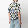 SS21 Printing Plaid Short Sleeve Shirt Loose Fit White