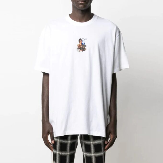 SS21 Printing Round Neck Pullover Short Sleeve Loose Fit White