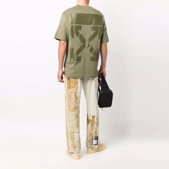 SS21 Rubber Arrow Printing Short Sleeve Slim Fit Version Green