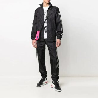 SS21 Side Stripe Printing Sports Pants Black