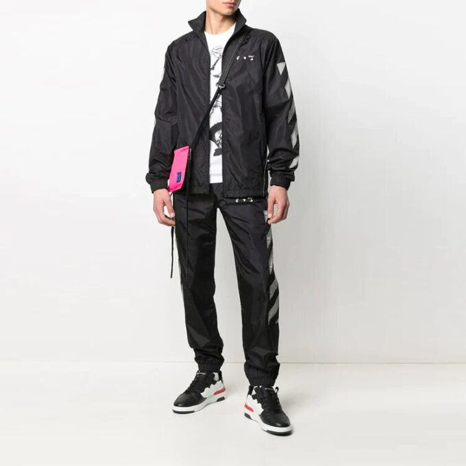 SS21 Side Stripe Printing Sports Pants Black