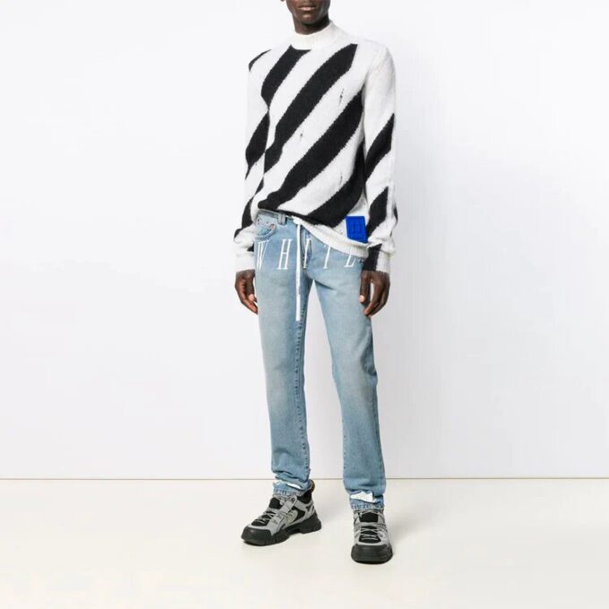 SS21 Stripe High Collar Black White